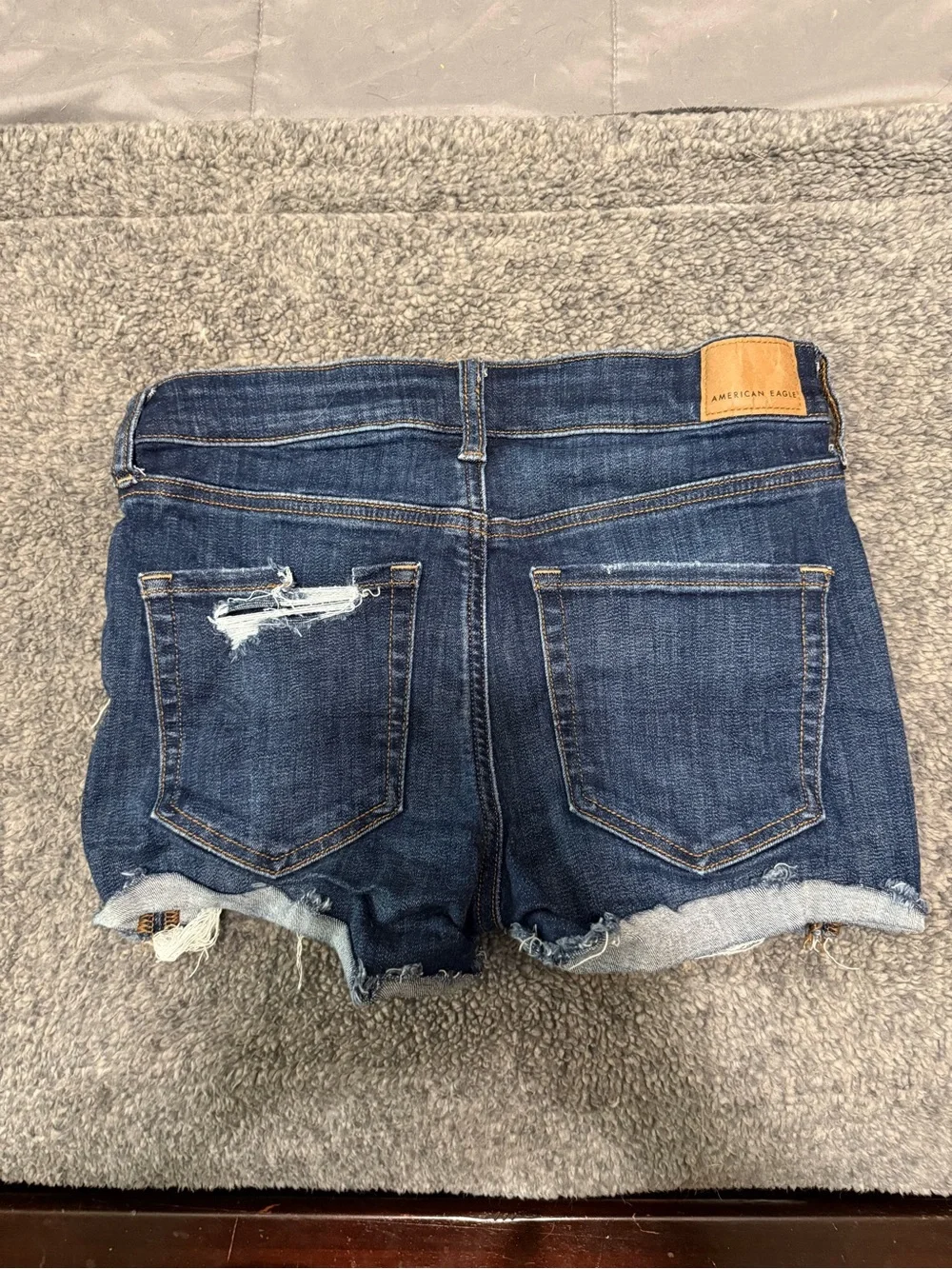 American Eagle Outfitters Distressed Dark Blue Denim Shorts